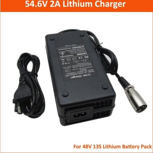 48V Lithium Charger 54.6V 2A XLRM XLR Male connector GX16 RCA 3PIN DC 5.5*2.5 For 13S 48V 10AH 20AH Electric bike Battery
