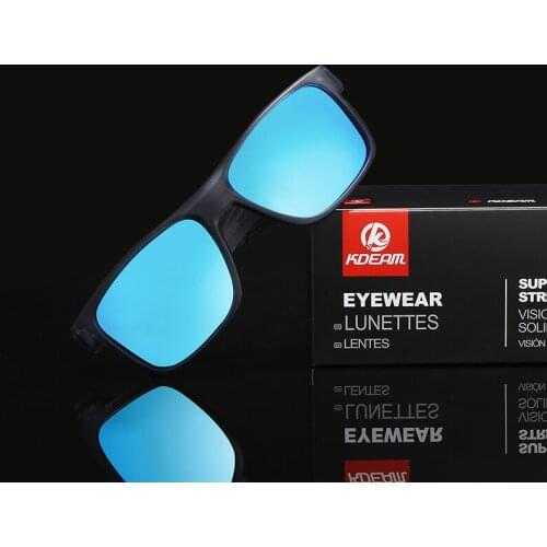 Kdeam Fashion Guy Polarized Sunglasses for Men Designer Mirror Rectangle Blue Sun Glasses Luxury Polycarbonatewholesale