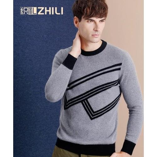 High Quality New 2017 Autumn Winter Knitted Sweater Men Fall Clothing Brand Casual Shirt 100% Cashmere Wool Pullover O-Neck