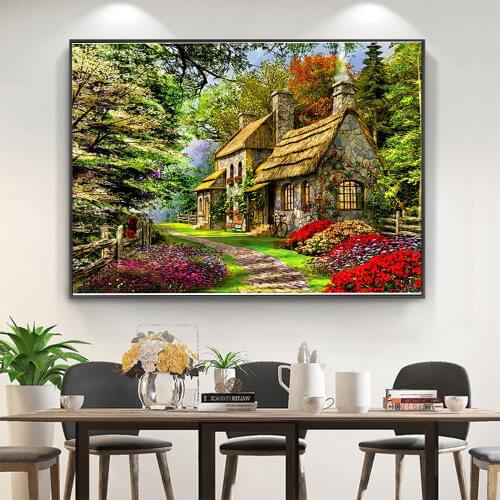 Landscape Scenery DIY Cross Stitch 11CT Embroidery Kits Craft Needlework Set Cotton Thread Printed Canvas Home Wholesale