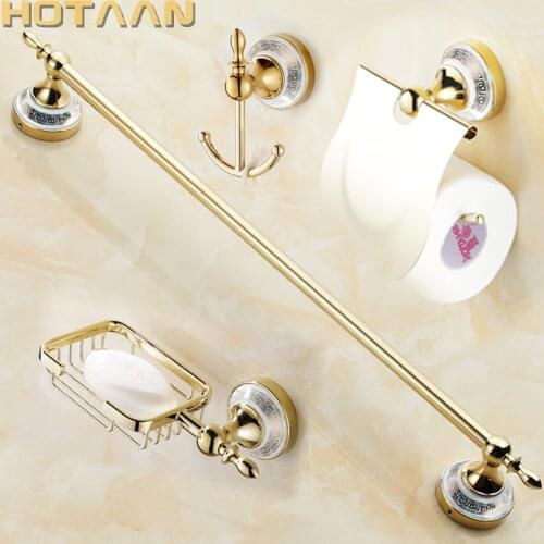 New Free shipping,stainless steel Bathroom Accessories Set,Robe hook,Paper Holder,Towel Bar,Gold bathroom sets, HT-811800-B