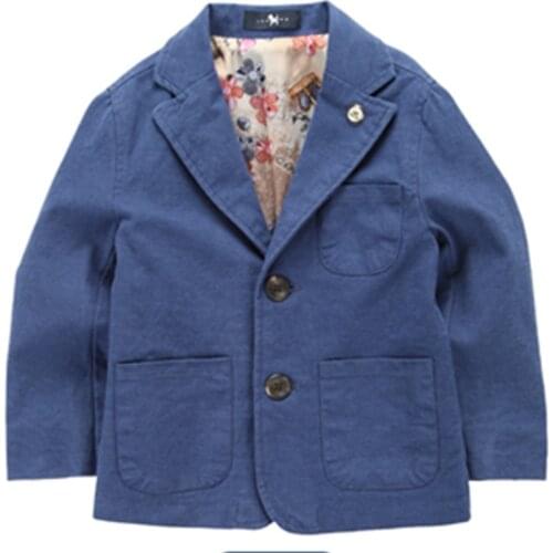 New arrival woven cotton 100% boy blazer solid Blue