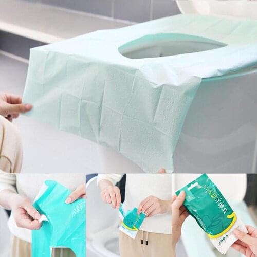 10pcs/lot Disposable Paper Toilet Seat Cover Protector Camping Travel Hygienic Toilet Mat Pad Cushion Bathroom Supplies Set