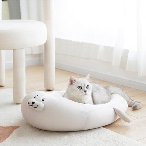 Summer Dog Mat Ice Silk Cool Pet Beds Sofa Cushion For Pet Puppy Cat Cooling House Cute Seal Kitten Sleeping Pad Pet Nest Kennel
