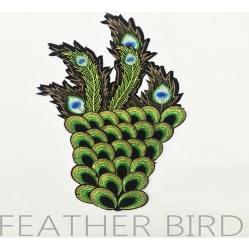 Luxury Sew Large Embroidery Patch Peacock Feather Wings Clothing Decoration Sewing Accessory Diy Applique