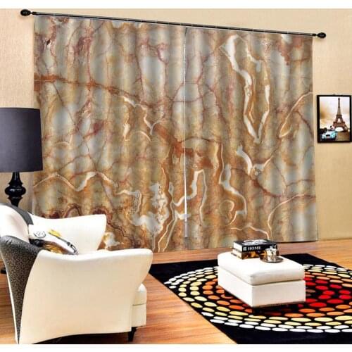 Customized size Luxury Blackout brown marble curtains for bedroom living room Blackout curtain Drapes Cortinas
