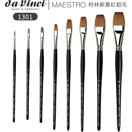 Da Vinci Watercolor Series 1301 Maestro Paint Brush, Illustration, Animation and Rendering, Flat Kolinsky Red Sable