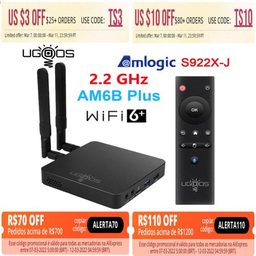 UGOOS AM6 Upgraded Version AM6B Plus Amlogic S922X-J Smart Android 9.0 TV Box 4GB32GB WiFi6 1000M LAN Bluetooth 4K HD Media