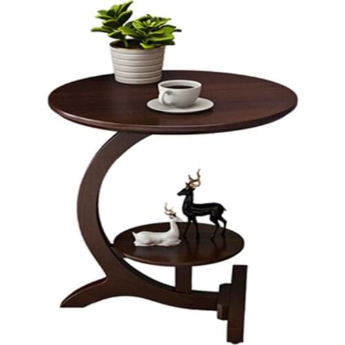 Solid wood edge corner modern simple small tea table living room sofa side table light luxury movable small round table side cab