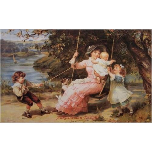 Needlework for embroidery DIY French DMC High Quality - Counted Cross Stitch Kits 14 ct Oil painting - The Swing