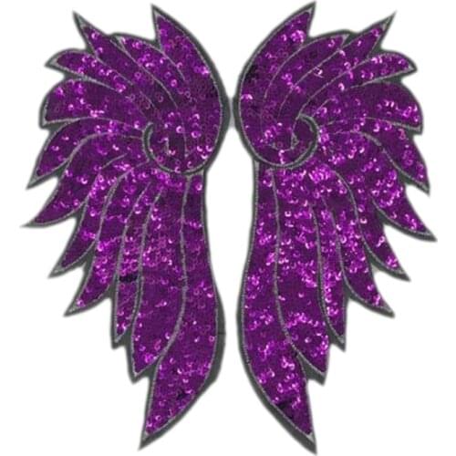 T shirt Women sequins patches for clothing 29cm purple wings patch deal with it 3d t shirt mens Christmas gift flower stickers