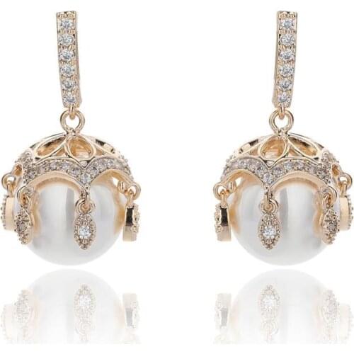 Cubic Zirconia CZ Gold / Silver Pearl Stud Earring for Wedding, Prom Dangle Earrings for Women Bride Jewelry CE10917