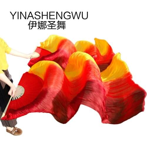 Fans Women Stage Performance 100% Silk Belly Dance Fans Gradient Colour Dance Accessories Belly Dancing Silk Fans