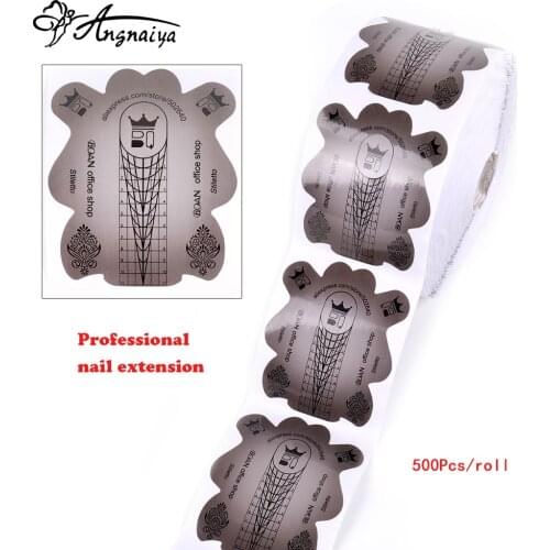 500Pcs French Gray Pro Nail Form Acrylic UV Gel Nail Extension Tips Nail Builder Sticker Self-Adhesive Nail Polish Guide Mold