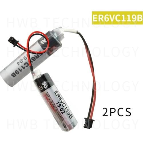 2PCS/lot Original New Battery for TOSHIBA ER6VC119B ER6V ER14500 PLC / 3.6V 2000mAh Lithium Battery With black Plug Free Ship