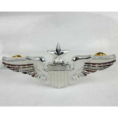 USAF US AIR FORCE SENIOR PILOT METAL WING BADGE INSIGNIA SILVER CLASSIC MILITARY military Store