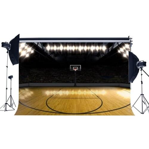 Basketball Court Backdrop Stadium Interior Backdrops Bokeh Shining Stage Lights Crowd Sports Match Photography Background