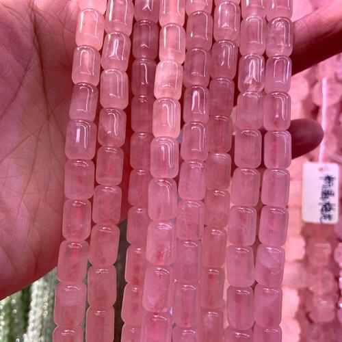8x11mm Natural Rose Quartzs Beads 15'' Column Tube DIY Loose Beads For Jewelry Making Beads Women Bracelet Necklace Earring Gift