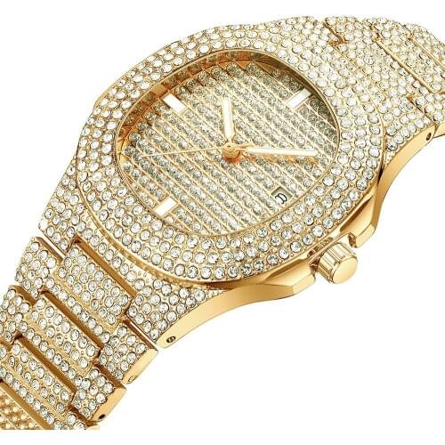 Feminino Relogio Men Women Watches Crystal Full Steel Date Ladies Wristwatch Quartz Unisex Watches Reloj Hombre Zegarek Damski