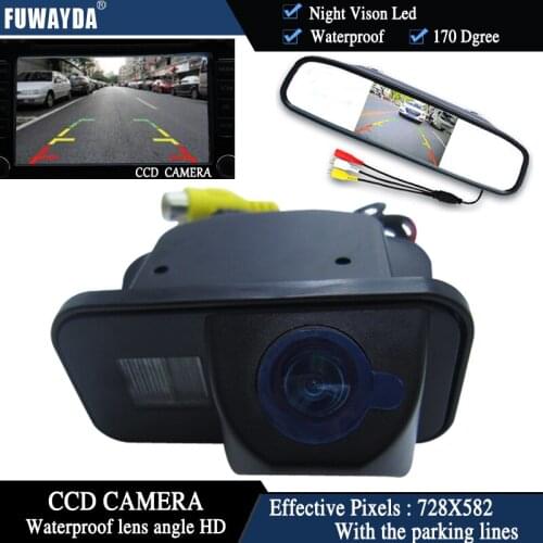 FUWAYDA Color CCD Chip Car Rear View Camera for TOYOTA Corolla Tarago Previa Wish Alphard + 4.3 Inch rearview Mirror Monitor