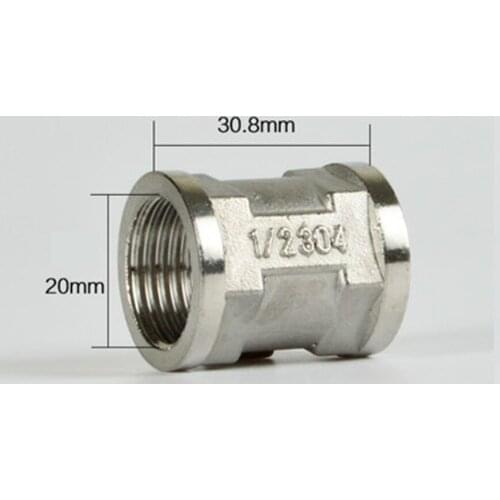 DN15 1/2" BSP Female Coupling 201 Stainless Steel Pipe Fitting Connector Plumbing Adapter Length 30.8mm