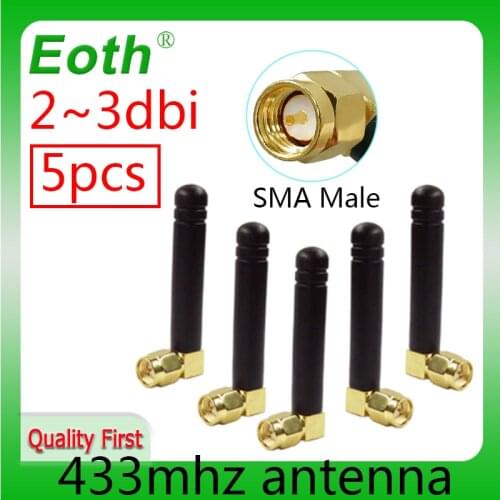 5pcs 433MHz Antenna 2dBi SMA Male Connector 433 MHz Antena Small Size antenne Directional 433m antennas Wireless Repeater