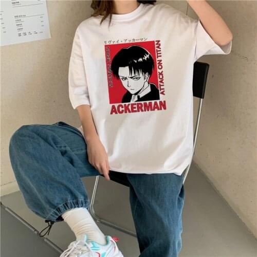Hot Anime Attack on Titan T Shirt Women Kawaii Summer Tops Cartoon Graphic Tees Shingeki No Kyojin Levi Harajuku Tshirt Female