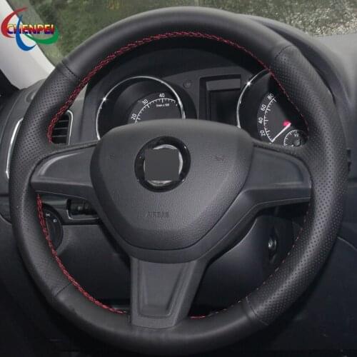 DIY Black Leather Car Steering Wheel Cover For Skoda Citigo 2013-2019 Fabia 2013-2019 Yeti 2014-2019 Car Interior Accessories