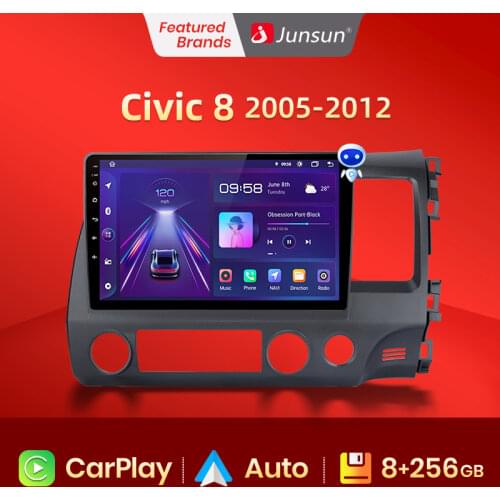 Junsun V1 Android 10.0 AI Voice Control 4G Carplay DSP Car Radio Multimedia GPS For Honda Civic 8 FK FN FD 2005-2012 RHD 2 din
