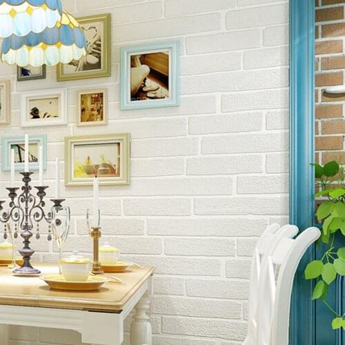 3D White Stone Brick Wall Wallpaper Roll Modern Non-woven Wall Papers Home Decor Living Room Bedroom TV Background Decoration