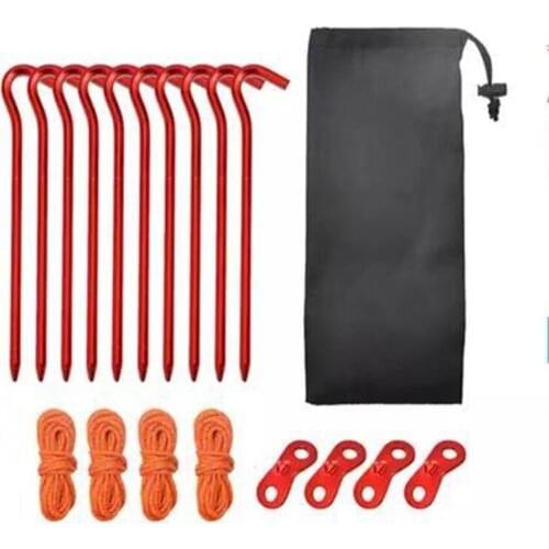 Tent Peg 18cm Aluminum Tent Stake with Rope Outdoor Camping Windproof Tent Nail Peg Tent Accessories Equipment Beach Tent Nail