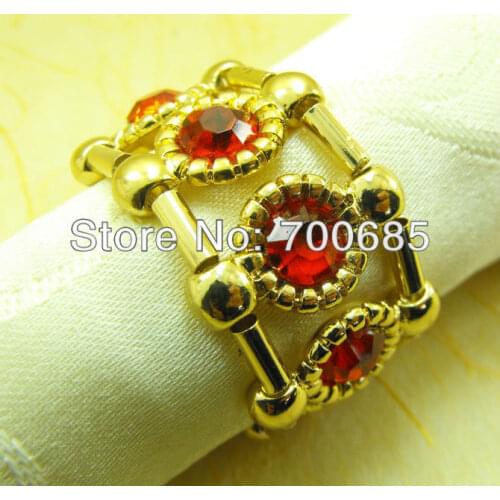 Crystal diamond cheap napkin ring gold metal, napkin holder for wedding