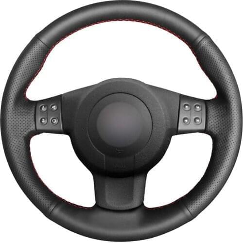 Hand-stitched Black Genuine Leather Custom Car Steering Wheel Cover for Seat Leon (MK2 1P) Ibiza (6L) Altea XL 2007-2009