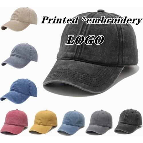 Wholesale Hat custom washed hat DIY advertising cap picture logo printing micro-label travel caps men women hat
