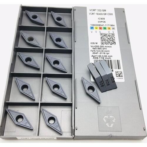 10 pieces of carbide VCMT160408 SM IC908 carbide blade cutting tool VCMT 160408 for stainless steel parts