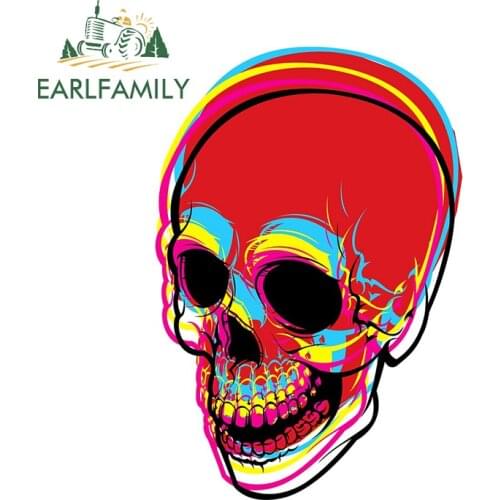 EARLFAMILY 13cm x 9cm for Red SKULL Fine SUV Car Stickers Graffiti Sticker JDM Scratch-proof Waterproof Window Vehicle Decal