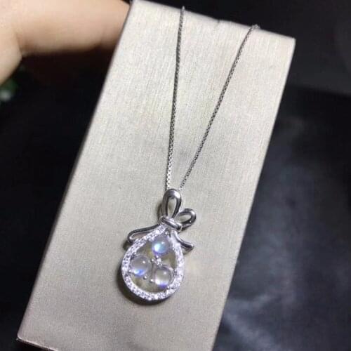Natural moonstone necklace, 925 sterling silver inlay, stylish big-name design, exquisite and beautiful