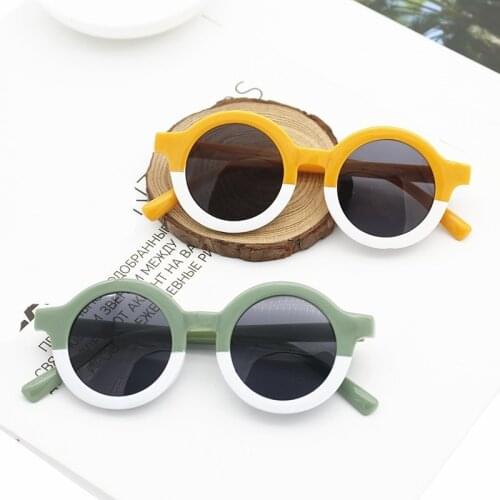 New Childrens Cute Cartoon Bear-shaped Round Sunglasses for Girls and Boys Two-tone Retro Sunglasses UV400 Protective Glasses