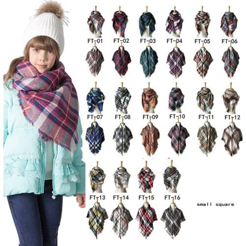 Autumn And Winter New Childrens Plaid Scarf Baby Boys And Girls Imitation Cashmere Shawl Warm And Comfortable Scarf WT641