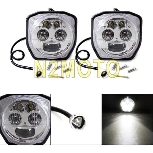 For Yamaha ATV GRIZZLY 4WD Headlight 2x Front Lamp Chrome LED Head Light High Low Beam 2016-2017