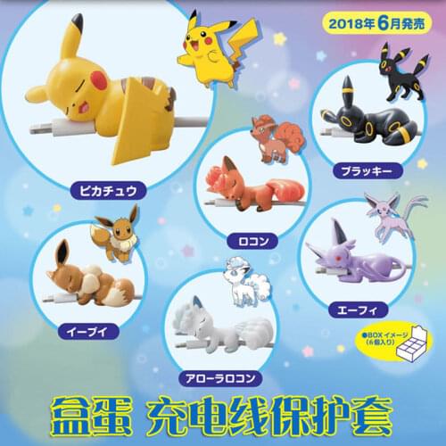 Pokemon Anime Figure Kawaii Pikachu Eevee Data Cable Protective Sleeve Charging Head Anti-breaking Bite Universal For Phone