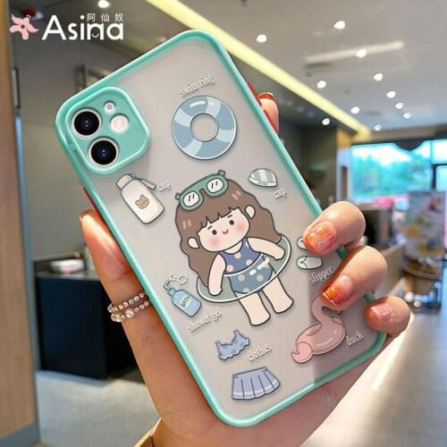 ASINA Transparent Phone Case For iPhone 11 12 Pro Max Hard PC Cartoon Shells For iPhone 7 8 Plus Xs Xr SE2020 Case Cover Fundas