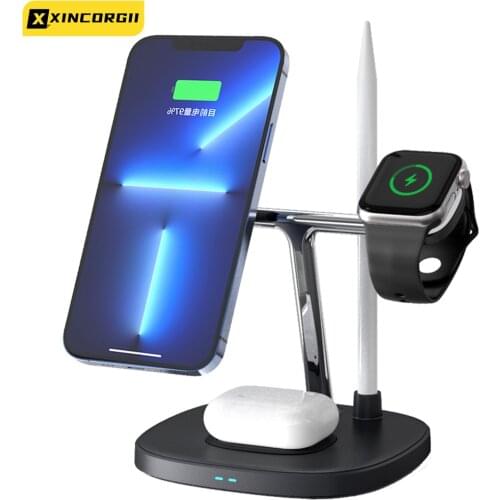4 In 1 Qi Wireless Charger Magnetic Holder Induction Chargers For Apple Watch Phone Magsafe Iphone 12/12 Pro/12 Pro Max/12 Mini
