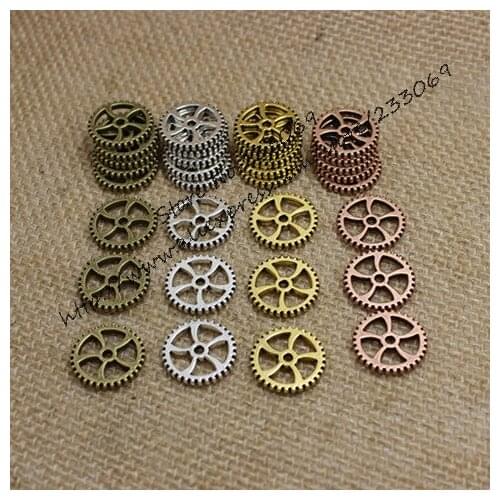 50 pieces/lot) 18mm four color Antique Metal Alloy Thick Gear Jewelry Charm Jewelry Gear Pendant Findings T0180