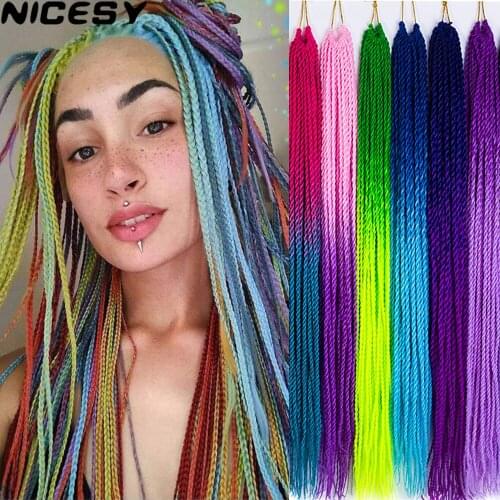 NICESY Colorful Senegalese Twist Hair Crochet Braids 24 Inch 30 Roots/Pack Crochet Hair Synthetic Braids Twist Hair For Braids