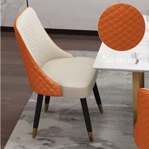 Modern Nordic Light Luxury Dining Chair Household Solid Wood Chair Leisure Simple Leather Back Stool Chairs for Kitchen
