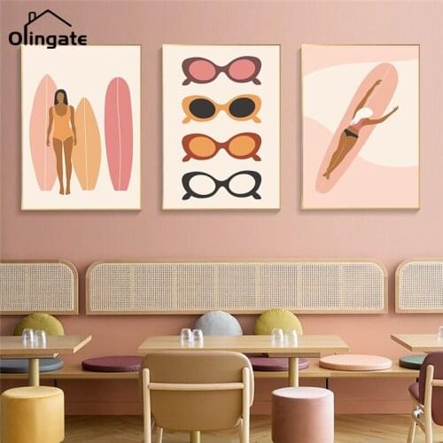 Modern Glasses Canvas Art Prints and Poster Simple Landscape Women Canvas Painting One Piece Wall Art Picture Home Decor Gift