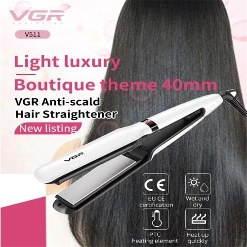 VGR Hair Straightener Bar Splint Foreign Trade Anti-scald Heating Plate 40mm Tourmaline Ceramic Shunfa V-511
