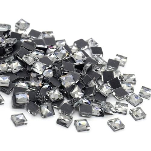 Hot sale Black diamond Hotfix Rhinestone Square Iron on Strass Crystal Glue Back Rhinestones Hotfix Crystal Stone for Clothes