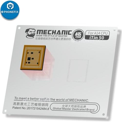 Mechanic ITin 50 51 0.12MM Plant Tin Template Steel Mesh for IPhone 12Pro 12Pro Max A14 CPU BGA Reballing Stencil
